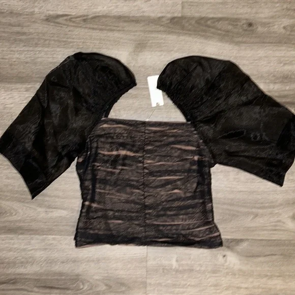 Maeve puff sleeve embellished tulle top - Picture 4 of 8